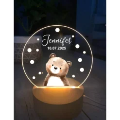 Personalisierte LED-Nachtlampe Waldtiere – Nachtlicht fürs Kinderzimmer mit Namen, Perfektes Geschenk zur Geburt, Taufe
