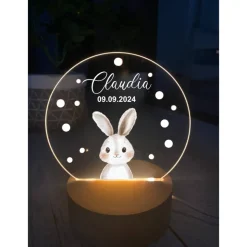 Personalisierte LED-Nachtlampe Waldtiere – Nachtlicht fürs Kinderzimmer mit Namen, Perfektes Geschenk zur Geburt, Taufe