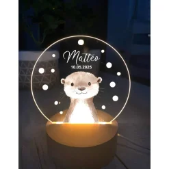 Personalisierte LED-Nachtlampe Waldtiere – Nachtlicht fürs Kinderzimmer mit Namen, Perfektes Geschenk zur Geburt, Taufe