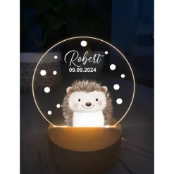 Personalisierte LED-Nachtlampe Waldtiere – Nachtlicht fürs Kinderzimmer mit Namen, Perfektes Geschenk zur Geburt, Taufe
