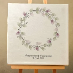 Personalisierte Leinwand 50x50 cm als Hochzeitsgästebuch – Fingerabdruck Kranz – Tolle Erinnerung an die Hochzeit