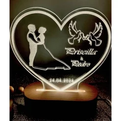 Personalisierte Liebeslampe in Herzform Brautpaar ,Hochzeitsgeschenk,Tauben