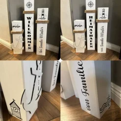 Personalisierte maritime Deko aus Holz – 3er Set Poller mit Wunschtext, Geschenkidee