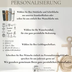 Personalisierte maritime Deko aus Holz – 3er Set Poller mit Wunschtext, Geschenkidee