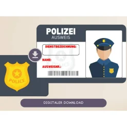 Personalisierte Mitgebsel Ausweise für kleine Polizisten | Mitgebsel Kindergeburtstag Polizei | Polizeiparty AUSWEIS | D