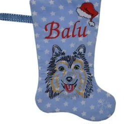 Personalisierte Nikolausstiefel mit Shetland Sheepdog Motiv