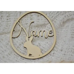 personalisierte Osterdeko aus Holz mit Wunschnamen, Osteranhänger, Ostergeschenk Osterdekoration für Osternest mit Aufhä