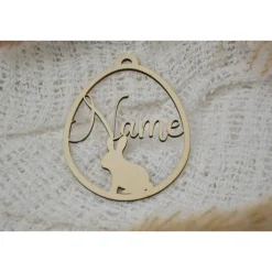 personalisierte Osterdeko aus Holz mit Wunschnamen, Osteranhänger, Ostergeschenk Osterdekoration für Osternest mit Aufhä