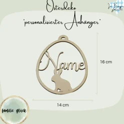 personalisierte Osterdeko aus Holz mit Wunschnamen, Osteranhänger, Ostergeschenk Osterdekoration für Osternest mit Aufhä