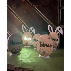 Personalisierte Osterdeko Hase Ei aus Gießkeramikmasse