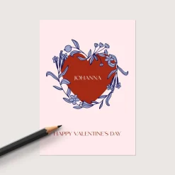 Personalisierte Postkarte *Floral Heart* mit Name und Wunschtext / Geschenkkarte für Valentinstag und Geburtstag