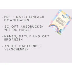 Personalisierte Regenbogen Urkunde für Kindergeburtstag | Selbstausdruck | Digitale Datei | DIN A4 | Mitgebsel