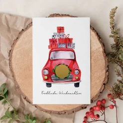 Personalisierte Rubbelkarte *Weihnachtsauto* / Gutschein als Weihnachtsgeschenk, optional mit Umschlag
