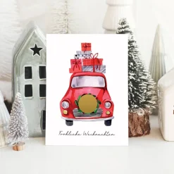 Personalisierte Rubbelkarte *Weihnachtsauto* / Gutschein als Weihnachtsgeschenk, optional mit Umschlag