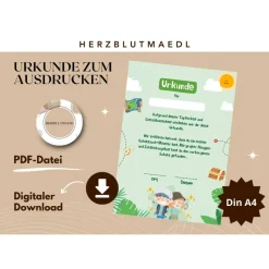 Personalisierte Schatzsuche Urkunde für Kindergeburtstag | Selbstausdruck | Digitale Datei | DIN A4 | Mitgebse