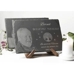 Personalisierte Schiefertafel 30x20cm – Grabstein & Gedenktafel mit Wunschgravur
