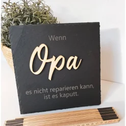 Personalisierte Schiefertafel mit Spruch – Geschenkidee für Opa & Papa zu Weihnachten oder Geburtstag