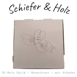 Personalisierte Schiefertafel mit 3D-Holzgravur – Perfekt als Geschenk für Hochzeit, Verlobung, Hochzeitstag