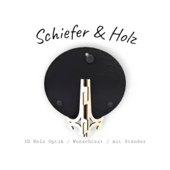 Personalisierte Schiefertafel mit 3D-Holzgravur – Perfekt als Geschenk für Hochzeit, Verlobung, Hochzeitstag