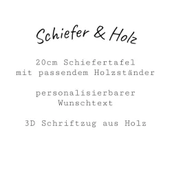 Personalisierte Schiefertafel mit 3D-Holzgravur – Perfekt als Geschenk für Hochzeit, Verlobung, Hochzeitstag