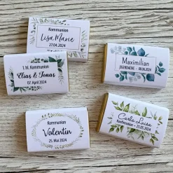 Personalisierte Schokolade als Gastgeschenk zur Kommunion | Vollmilch Schokotafel mit Wunschtext