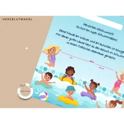 Personalisierte Schwimmunterricht-Urkunde | Seepferdchen Abzeichen | Geburtstag im Schwimmbad Vorlage