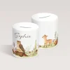 Personalisierte Spardose *Waldtiere* aus Keramik mit Name für Kinder / Geschenk für Einschulung, Geburt und Taufe