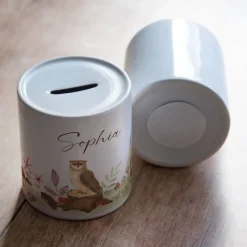 Personalisierte Spardose *Waldtiere* aus Keramik mit Name für Kinder / Geschenk für Einschulung, Geburt und Taufe