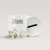 Personalisierte Spardose *Waldfreunde* aus Keramik mit Name für Kinder / Geschenk zur Einschulung, Geburt und Taufe