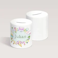 Personalisierte Spardose *Schulanfang* aus Keramik mit Name für Kinder / Geschenk zur Einschulung und zum Geburtstag