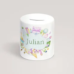 Personalisierte Spardose *Schulanfang* aus Keramik mit Name für Kinder / Geschenk zur Einschulung und zum Geburtstag
