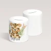 Personalisierte Spardose *Safari Tiere - Tiger* aus Keramik mit Name / Geschenk für Kinder zur Einschulung