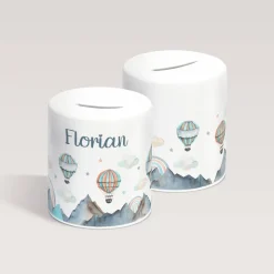 Personalisierte Spardose *Balloons* mit Name für Kinder / Geschenk zur Einschulung, Geburt und Taufe