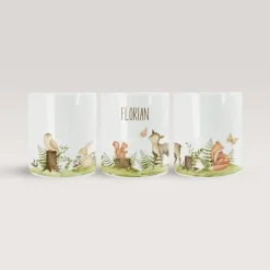 Personalisierte Spardose *Waldtiere* aus Keramik mit Name für Kinder / Geschenk für Einschulung, Geburt und Taufe