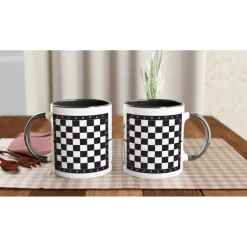 personalisierte Tasse Schach mit Schachbrett Muster, Geschenk für Schachspieler