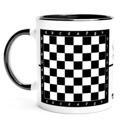 personalisierte Tasse Schach mit Schachbrett Muster, Geschenk für Schachspieler