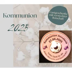 Personalisierte Teelichter als Gastgeschenke zur Kommunion – Mit versteckter Botschaft & Spruch