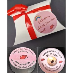 Personalisierte Teelichter als Gastgeschenke zur Kommunion – Mit versteckter Botschaft & Spruch