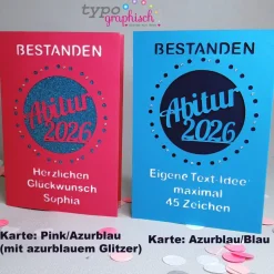 Personalisierte und handgefertigte Glückwunschkarten zum bestandenen Abitur 2026 - Motiv Punkt