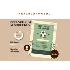 Personalisierte Urkunde für Fußballturniere und Fußballpartys – Einzigartiges Erinnerungsstück für alle Fußballfans