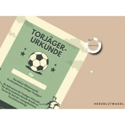 Personalisierte Urkunde für Fußballturniere und Fußballpartys – Einzigartiges Erinnerungsstück für alle Fußballfans