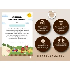 Personalisierte Urkunden für Kindergeburtstage - Mitgebsel leicht gemacht! Bauernhof