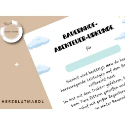 Personalisierte Urkunden für Kindergeburtstage - Mitgebsel leicht gemacht! Bauernhof