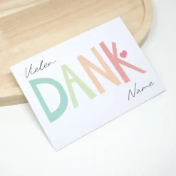 Personalisierte Vielen Dank Karte mit Namen | Dankeskarte Pastell Regenbogen | A6 Klappkarte mit Umschlag