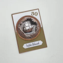 Personalisierte Vintage Geburtstagskarte Piratenschiff – Maskulin, 3D, Wunschzahl, Handgemacht