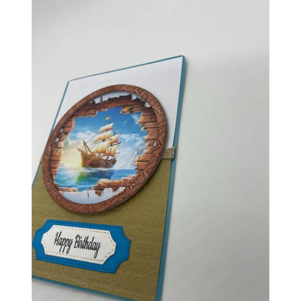 Personalisierte Vintage Geburtstagskarte Piratenschiff – Maskulin, 3D, Wunschzahl, Handgemacht