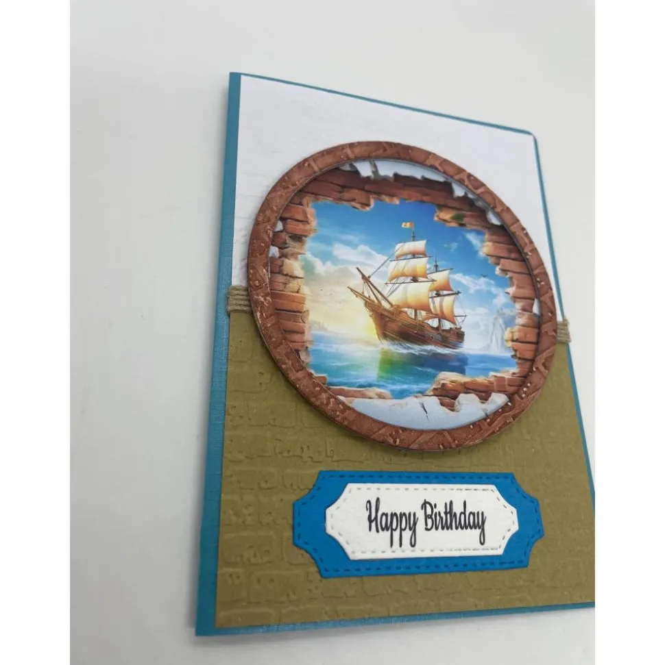Personalisierte Vintage Geburtstagskarte Piratenschiff – Maskulin, 3D, Wunschzahl, Handgemacht
