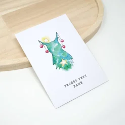 Personalisierte Weihnachtskarte Eule mit Umschlag | A6 Klappkarte mit Namen | Aquarell