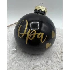 Personalisierte Weihnachtskugel mit Namen aus Glas – Schwarz, Christbaumkugel, Geschenkidee Weihnachten