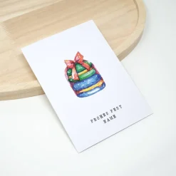 Personalisierte Weihnachtskarte Makaron mit Umschlag | A6 Klappkarte mit Namen | Aquarell